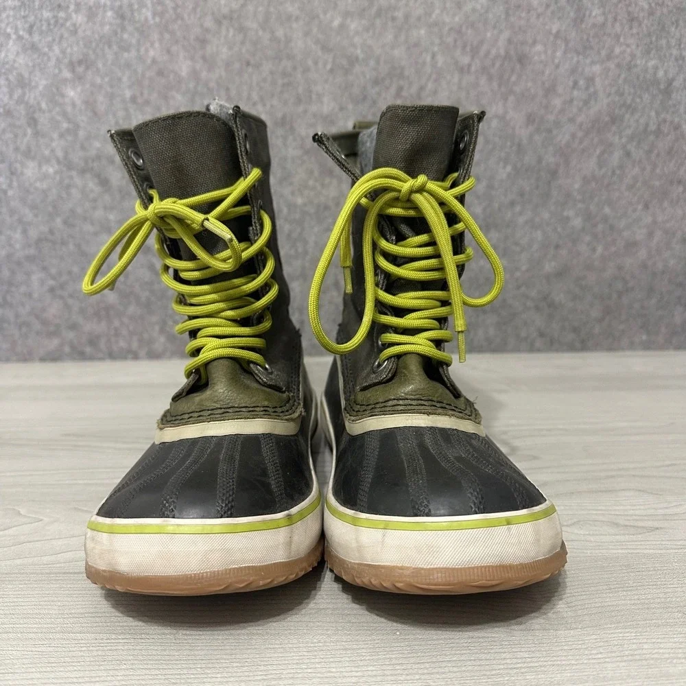 Sorel‎ 1964 Premium CVS Boots Womens Size 8 Olive Green Waterproof Canvas